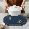 thumbnail image 4 of REGALWOVEN Rustic Oval Placemats Set of 4 Cotton Linen Placemats for Dining Table Decor Washable Kitchen Table Mat Wipe Clean Navy Blue 17.7x12.6inch, 4 of 6