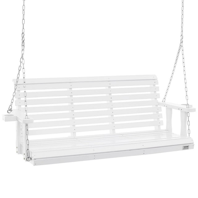 Columpio de porche VEVOR de madera de 5.5 pies con 2 portavasos, 400 kg, blanco