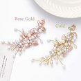 thumbnail image 2 of Tocados de hojas de flores de enredaderas de cristal de boda de plata accesorios para el cabello de boda para novia (oro), 2 of 5