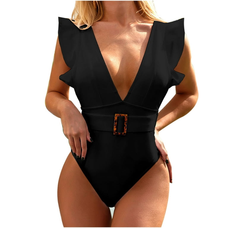 Buy Veloz Nylon Spandex Padded Women's Swimming Costume High Neck And  Printed Upper - Black Online