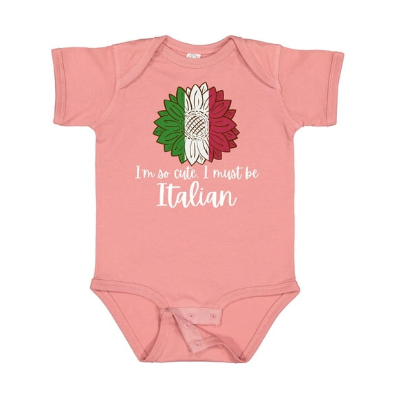 Inktastic I'm So Cute, I Must Be Italian Sunflower Italy Flag Boys or Girls Baby Bodysuit