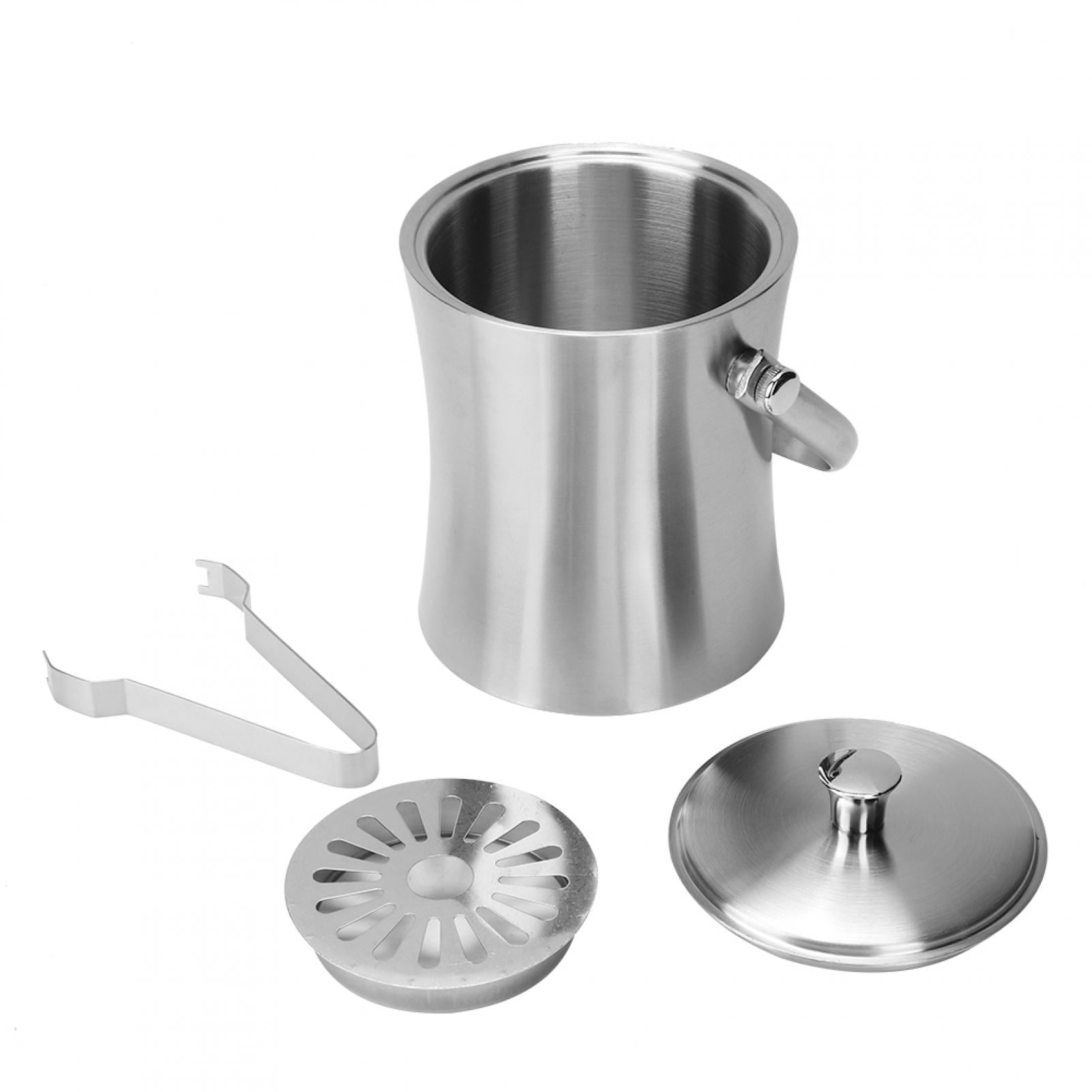 Ice Bucket 1L Household Stainless Steel Ice Bucket Container Beer Champagne Barrel Bottle Ice and Wine Bucket Ice Cube Bucket Wine Utensils with Lid 