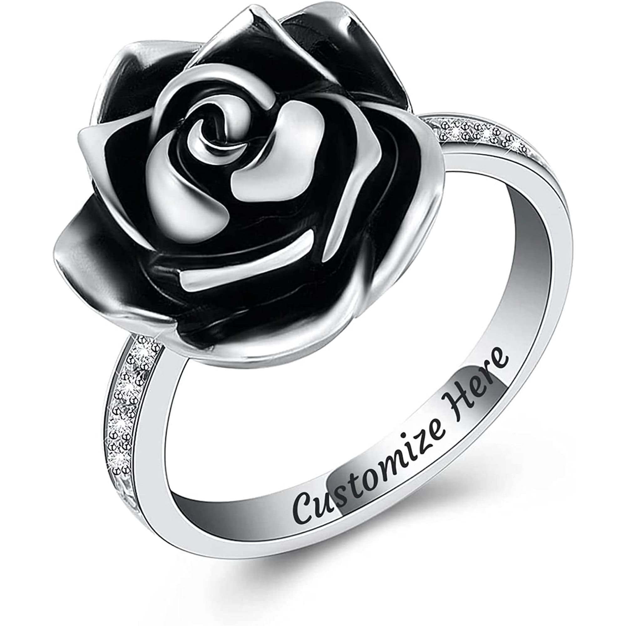 Rose Flower Cremation Urn Ring for Ashes for Women Urn Rings Memorial Jewelry Human / Pet Stainless Steel Ash Holder Loved Ones Funeral Keepsake Gift NO.6-NO.10