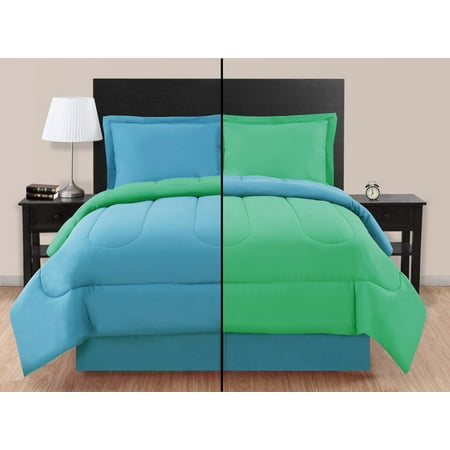Twin Blue Green Reversible Comforter Set Walmart Com