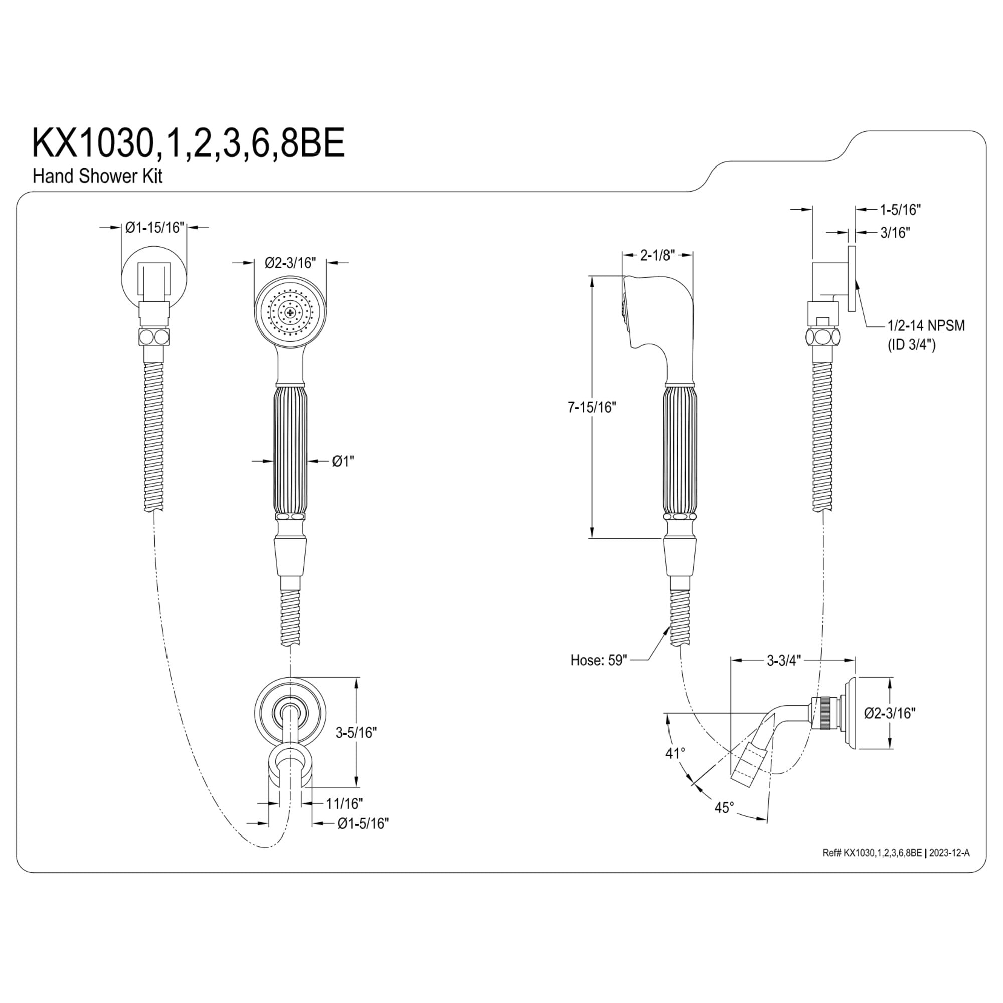 Kingston Brass KX1033BE Restoration Hand Shower Kit, Antique Brass