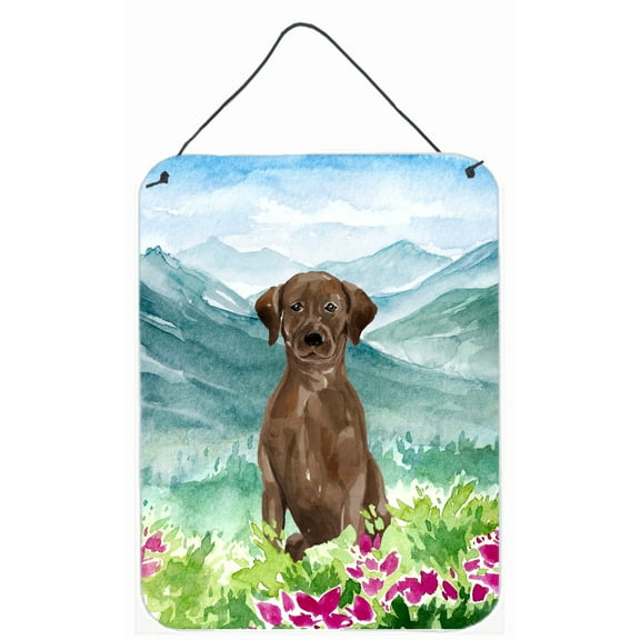 Mountian Flowers Chocolate Lab Wall or Door Hanging Prints