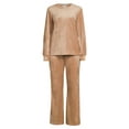thumbnail image 5 of Sealy Women’s Long Sleeve Velour Top and Pants Sleepwear Set, 2-Piece, 5 of 5