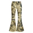 thumbnail image 3 of Grblisyd Girls Flare Leg Uniform Pants High Waist Fashion Camo Maple Leaf Print Bell Bottoms With Button and Pockets, 3 of 6