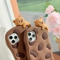 thumbnail image 2 of Phone Case for iPhone 14 Case Cute iPhone Case with Strap Lanyard Keychain Kawaii Phone Cases Funny Soft Silicone Shockproof Protective Cover iPhone 14 Case for Women Girls (Cookie Bear Khaki), 2 of 14