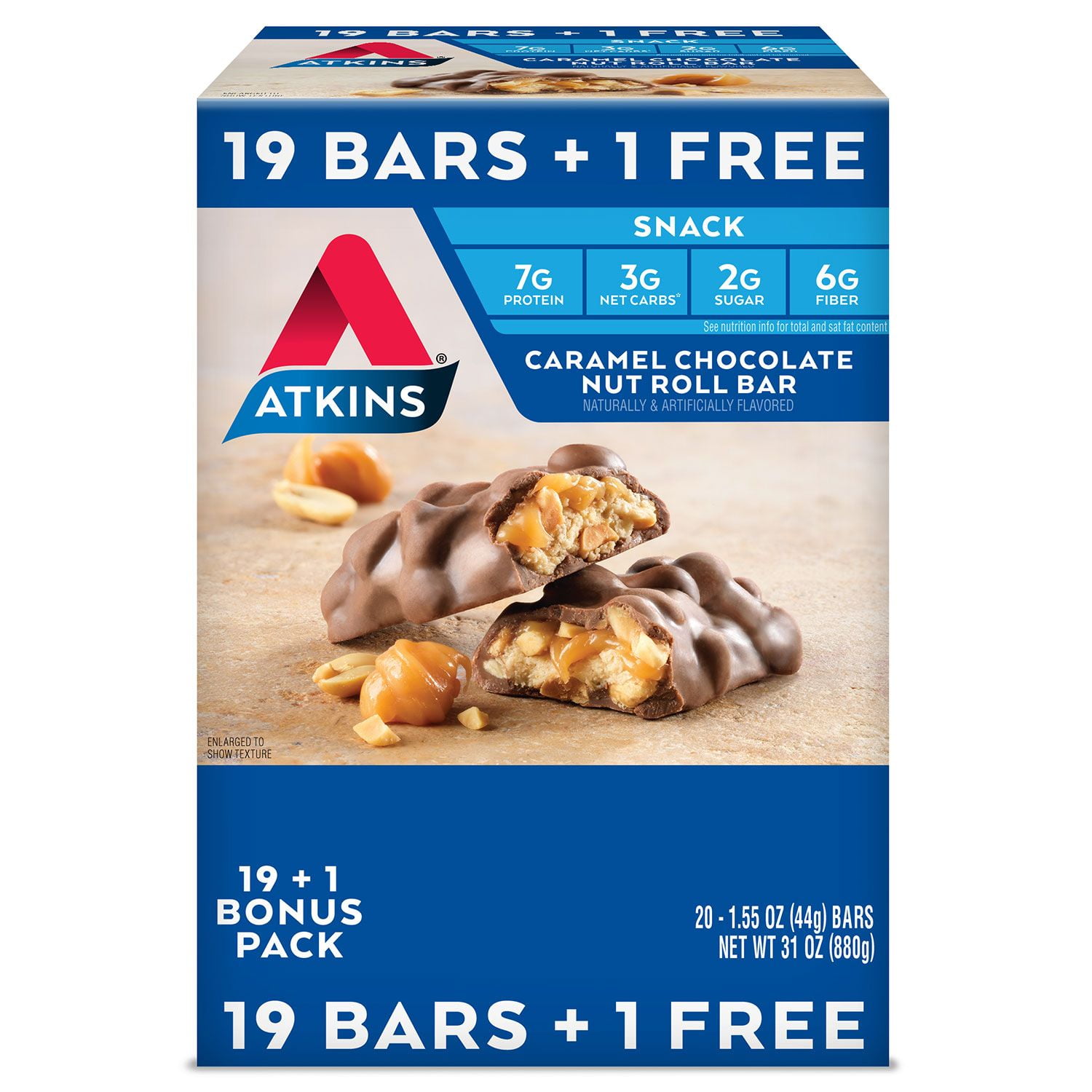 Atkins® Caramel Chocolate Nut Roll Snack Bar 20-1.55 oz. Box