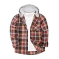 thumbnail image 2 of Plaid Shirt Jacket with Pocket for Men Casual Button Down Hooded Sweatshirts Long Sleeve Flannel Hoodie Fashion Clothes, 2 of 9