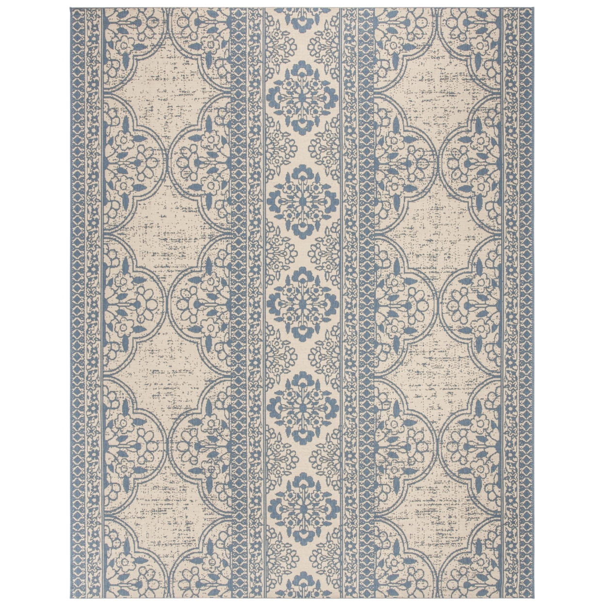 SAFAVIEH Beach House Kiaran Southwestern Indoor/Outdoor Area Rug Blue/Cream, 4' x 6'
