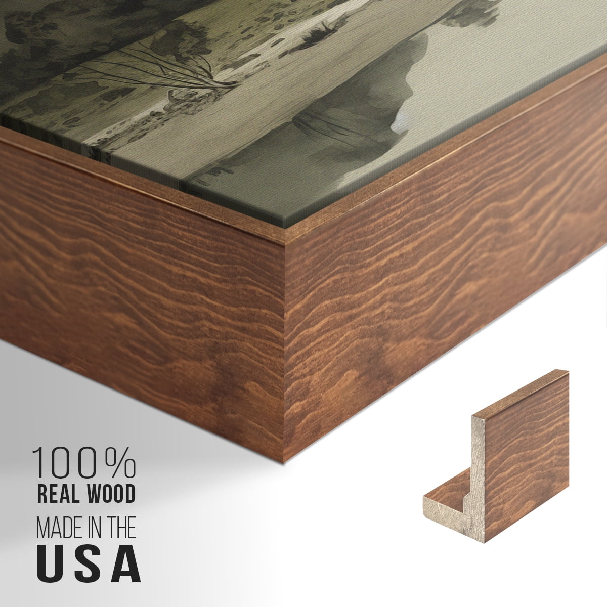 Vintage Landscape-XX By Wexford Home Framed in Walnut Wood Gallery Wrapped Canvas 27 in. x 41 in.