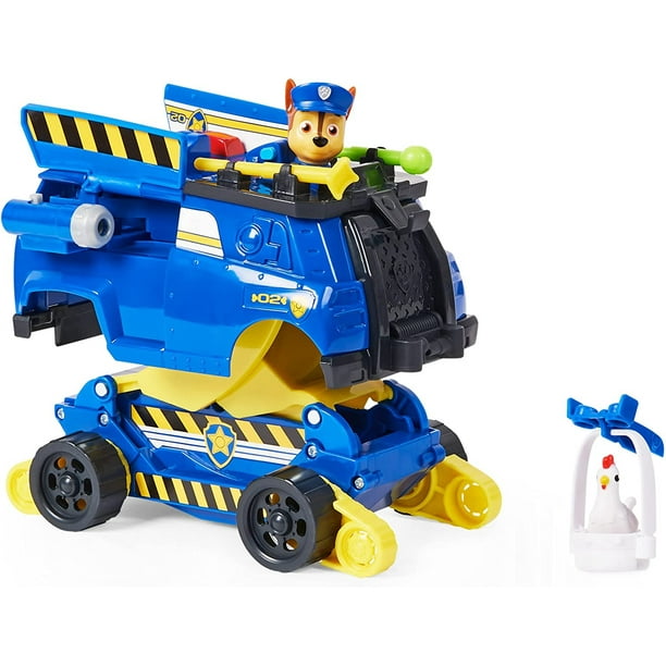 Paw Patrol, Coche de Juguete Transformable Rise and Rescue de Chase con Figuras de Acción y Accesorios, Juguetes para Niños a Partir de 3 Años