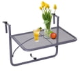 thumbnail image 1 of Table Suspendue de Balcon Réglable pour Rambarde, Bureau de Service Extérieur en Métal pour Petits Espaces, Réglage à 3 Niveaux de Hauteur et de Largeur de Rail, Table Basse de Patio Grise, 23.6 Pouces L x 22 Pouces L x 19.7 Pouces H, 1 of 7