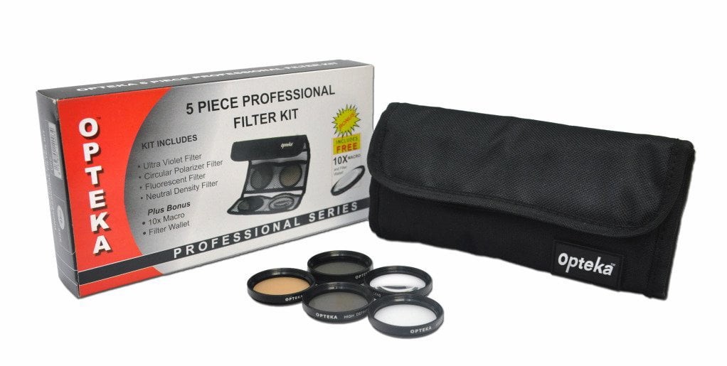 Opteka 34mm High Definition II Professional 5 Piece Filter Kit Includes UV ND4 and 10x Macro Lens CPL FL 