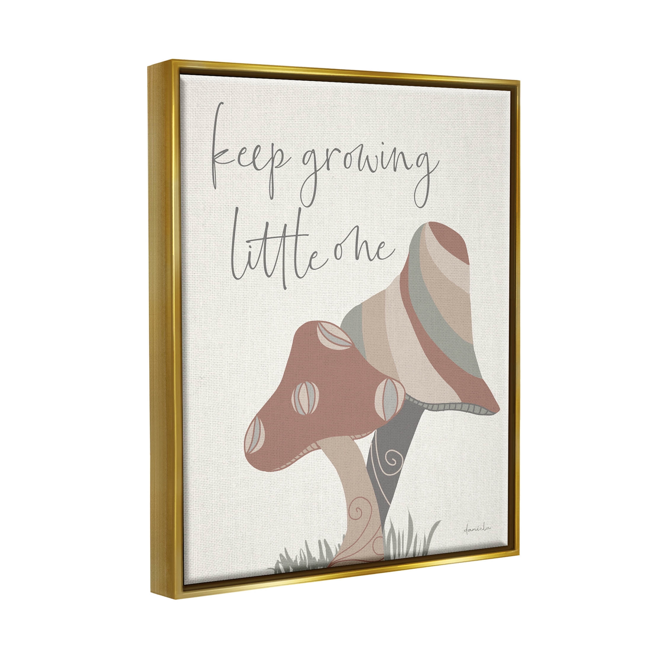 Stupell Industries Keep Growing Little One Nature Graphic Art Metallic Gold Floating Framed Canvas Print Wall Art, Design by Daniela Santiago