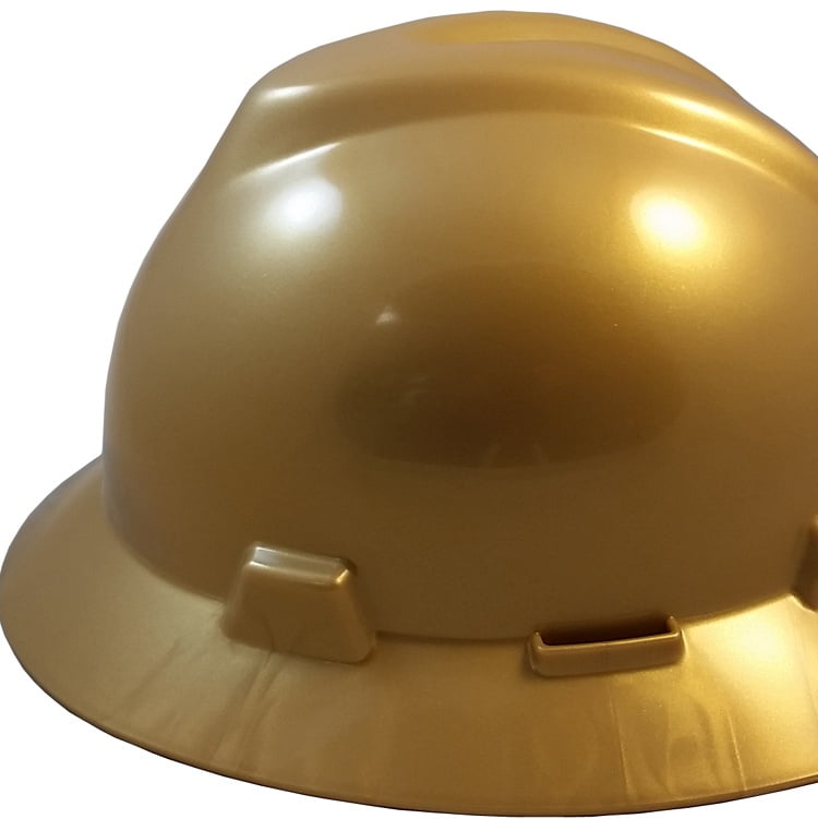 MSA V-Gard One-Touch Suspensions Full Brim Hard Hats - Gold