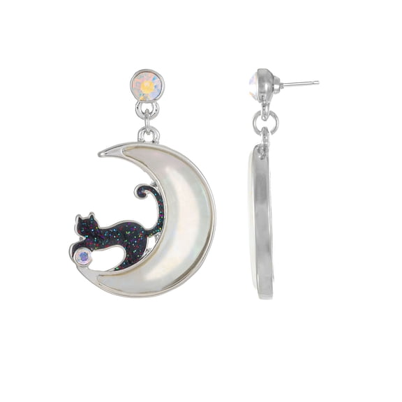 Way to Celebrate Halloween Cat and Moon Earrings
