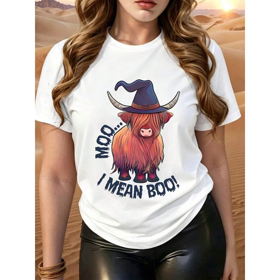 Women's Halloween Short Sleeved T-Shirt Funny Graphic Tee Casual Autumn Festival Party Top