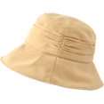 thumbnail image 5 of CoCopeaunts Women Bucket Hat Foldable Ladies Irregular Pleated Design Basin Hat Solid Color Sun Cap Adjustable Chin Strap, 5 of 8