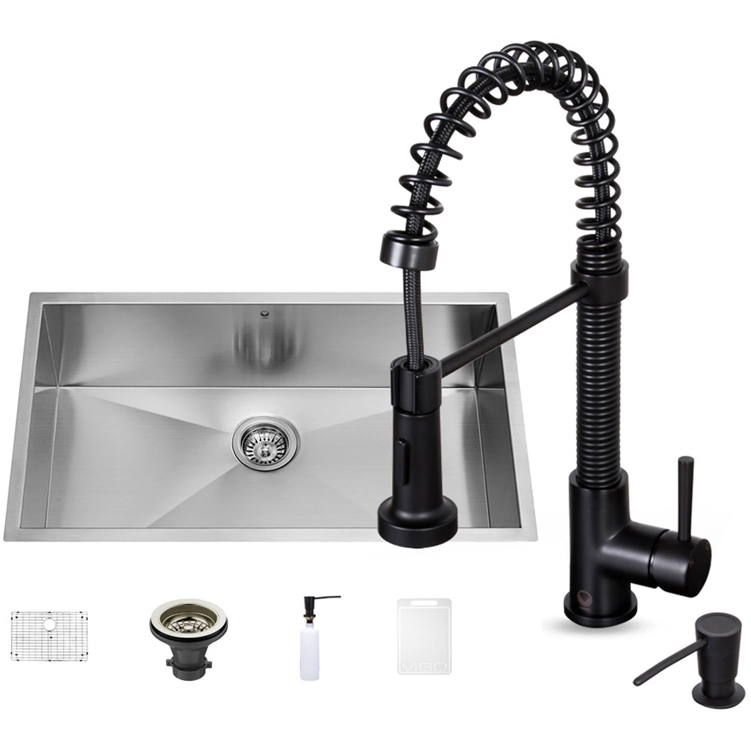 Vigo 32 Undermount Stainless Steel 16 Gauge Single Bowl Kitchen Vigo 32 Undermount Stainless Steel 16 Gauge Single Bowl Kitchen Sink And Edison Matte Black Pull Down Spray Faucet Com