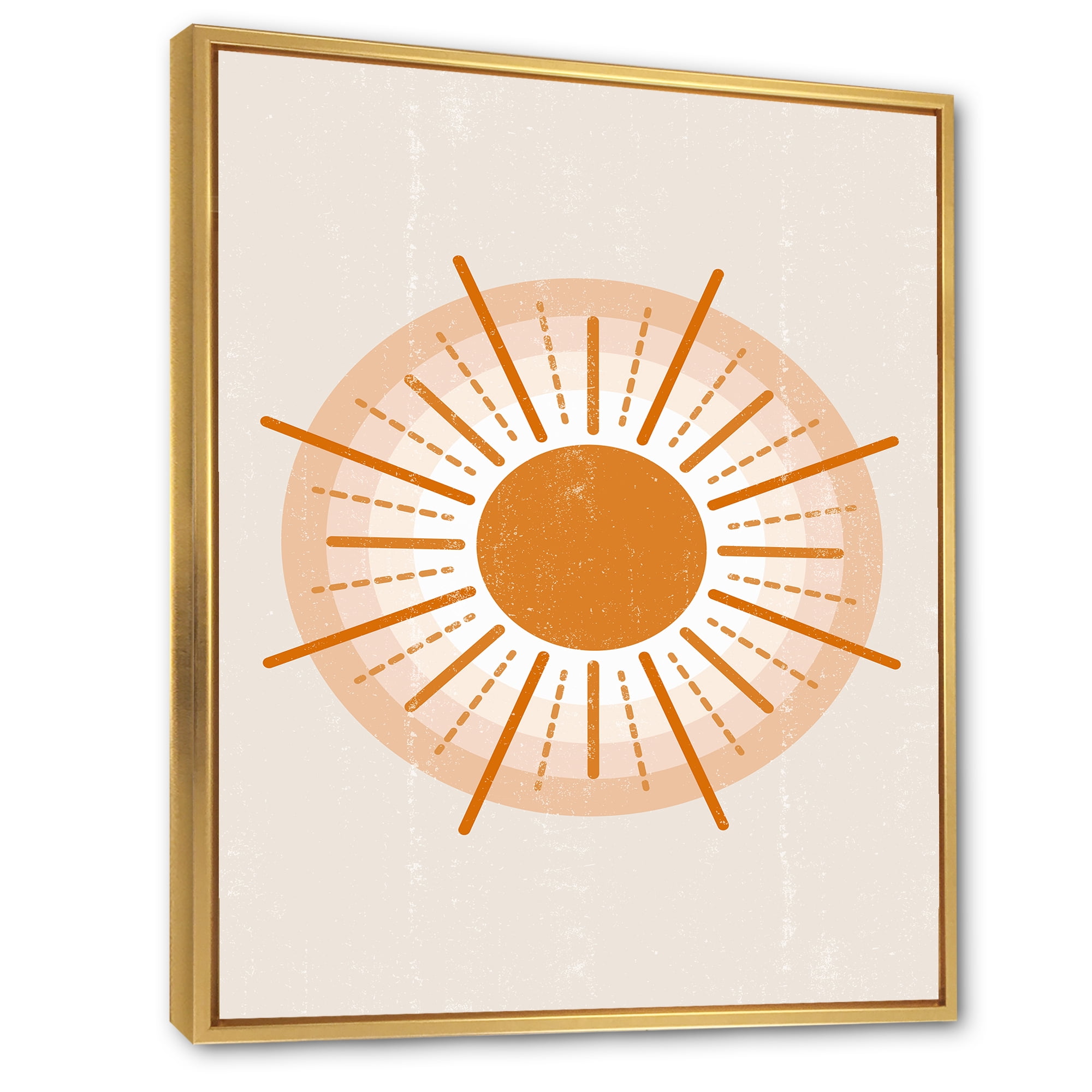 Designart 'Orange Radiant Sun II' Modern Framed Canvas Wall Art Print