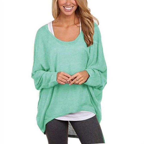 Daboom Women's Off Shoulder Long Sleeve Oversized Pullover Sweater Knit Jumper Loose Tunic Tops