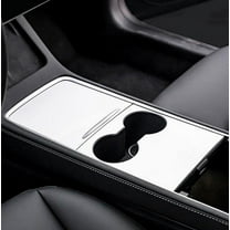 ATOM Center Console Wrap Kit for Tesla Model 3 Model Y Decoration Wrap Kit for Tesla Accessories TPU Carbon Fiber Center Console Cover Interior Decoration (White)