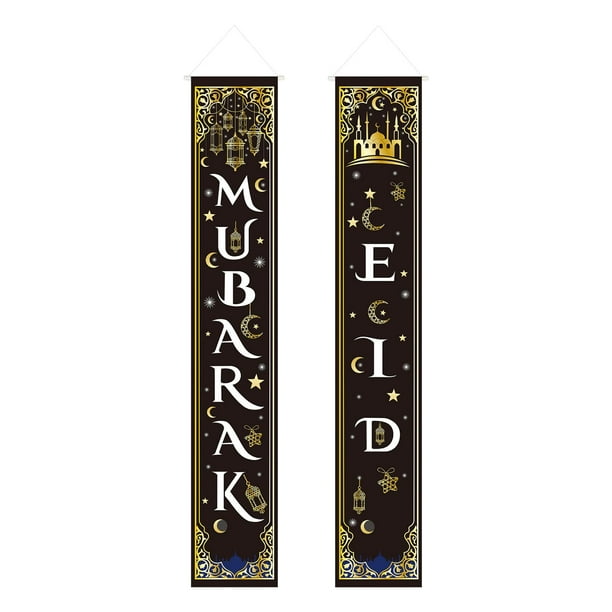 Conjunto de pancartas decorativas para Eid Mubarak, letrero de bienvenida para puerta de entrada, ligero Estilo C