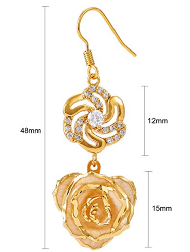 24k Yellow Gold Filled Earrings 12mm Rose Flower Stud GF Charms Fashion Jewelry 