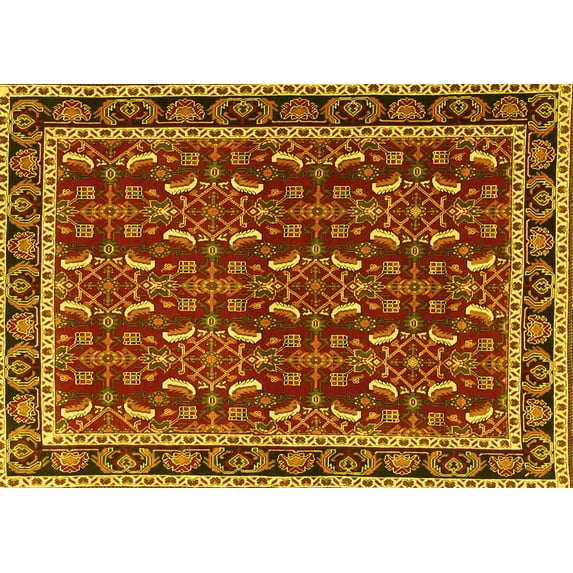 Ahgly Company Indoor Rectangle Persian Yellow Traditional Area Rugs, 8' x 10'