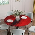 thumbnail image 5 of Red Round Tablecloth for 45-54 Inch Tables,Fitted Table Cover with Elastic Edge,Retro Oil Painting Modern Abstract Art Aesthetics Waterproof Outdoor Table Cloth Protector for Patio Garden Dinner, 5 of 9