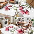 thumbnail image 5 of Pink Tulips Area Rug 3x5 FT, Non Slip Entryway Bedside Carpet, Green Leaf Country Flower White Botanical Washable Soft Floor Carpet Indoor Mat Non-Shedding Throw Rugs for Dorm Kitchen Home Office, 5 of 8
