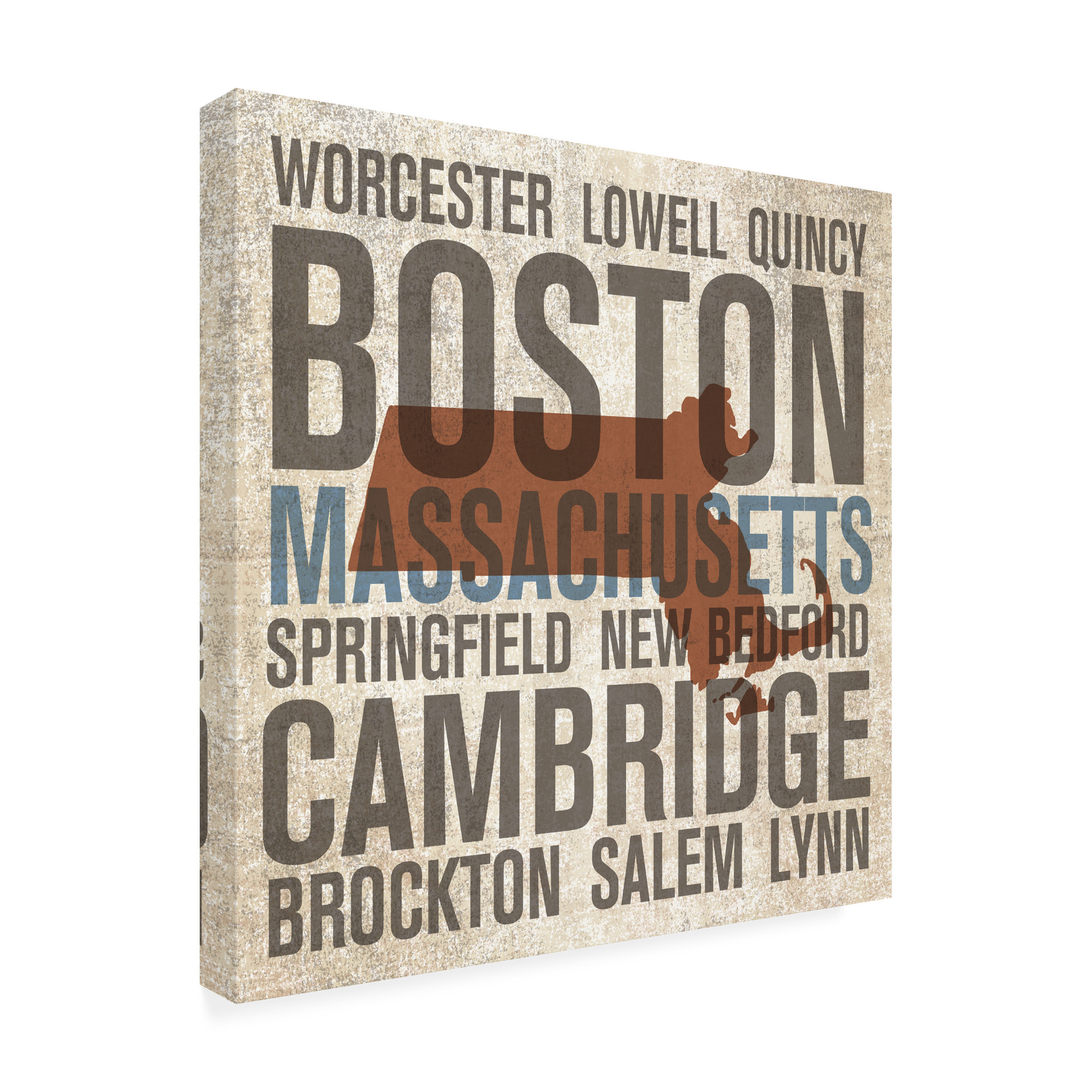 Trademark Fine Art 'Massachusetts Word Map' Canvas Art by Michael Mullan