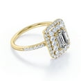 thumbnail image 4 of Anillo de compromiso JeenMata de moissanita de corte esmeralda de 1,5 quilates - Anillo nupcial - Anillo de doble halo - Anillo de racimo - Chapado en oro amarillo, 4 of 6