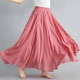 thumbnail image 4 of Riforla Womens Solid Color Half Skirt Elastic Waist A Line Skirt Long Half Skirt Pleated Skirt Girls Pink 85cm, 4 of 7