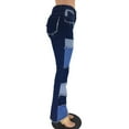 thumbnail image 2 of Women Jeans Patch Flare Bell Bottom Raw Hem, 2 of 4