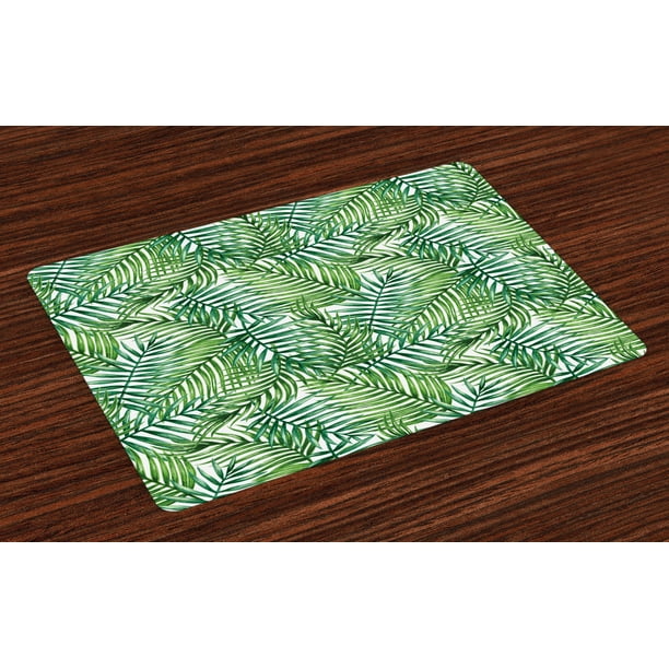 Leaf Placemats Set of 4 Watercolor Print Botanical Wild Palm Trees
