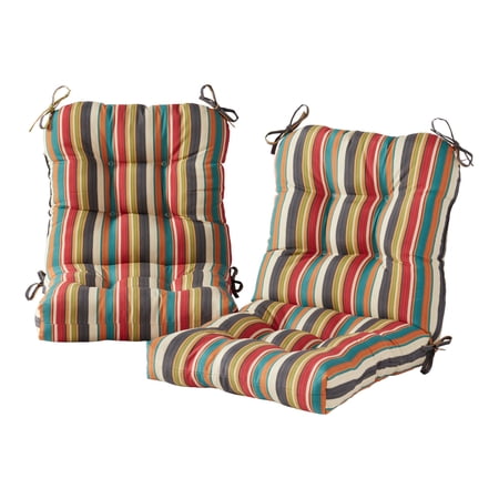Greendale Home Fashions Outdoor Tufted 42'' x 21'' Chair Cushion, Set of 2, Sunset Stripe