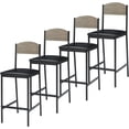 thumbnail image 1 of Modern Bar Table and Chairs Set for 2, Counter Height Dining Furniture with PU Upholstered Stools, Backrest & Footrest – Gray / Retro Color, 2-Pack / 4-Pack / 1+2 Set Options, 1 of 7