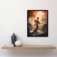 thumbnail image 2 of Geisha Performing Traditional Dance Warm Painting Graceful Dancing Falling Leaves Floral Japanese Kimono Autumn Tree Tranquil Garden Landscape Art Print Framed Poster Wall Decor 12x16 inch, 2 of 3