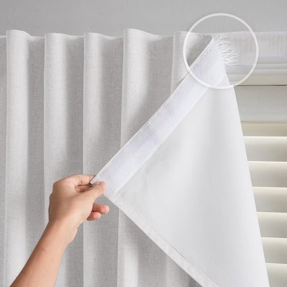 No Drill No Rod Blackout Curtains with Hook and Loop, Thermal Insulated Noise Reducing Privacy Window Drapes for Bedroom & Living Room