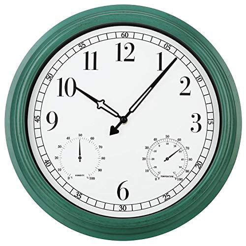 12-Inch Indoor/Outdoor Retro Silent Waterproof Wall Clock with Thermometer New 