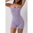 thumbnail image 5 of TNTB Womens Strappy Square Neck Tank Top Tummy Control Bodysuit Shaper Stretch Shorts Jumpsuit Sleeveless Sport Romper(Purple), 5 of 6