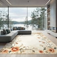 thumbnail image 2 of ODIKA 8'x10' Ultra-Soft Area Rug, Neutral Distressed Scrolling Vine Border Vintage Livingroom Playroom None Washable, Bare feet friendly, Silk-Touch for Bedroom, Under Sectional, 2 of 7