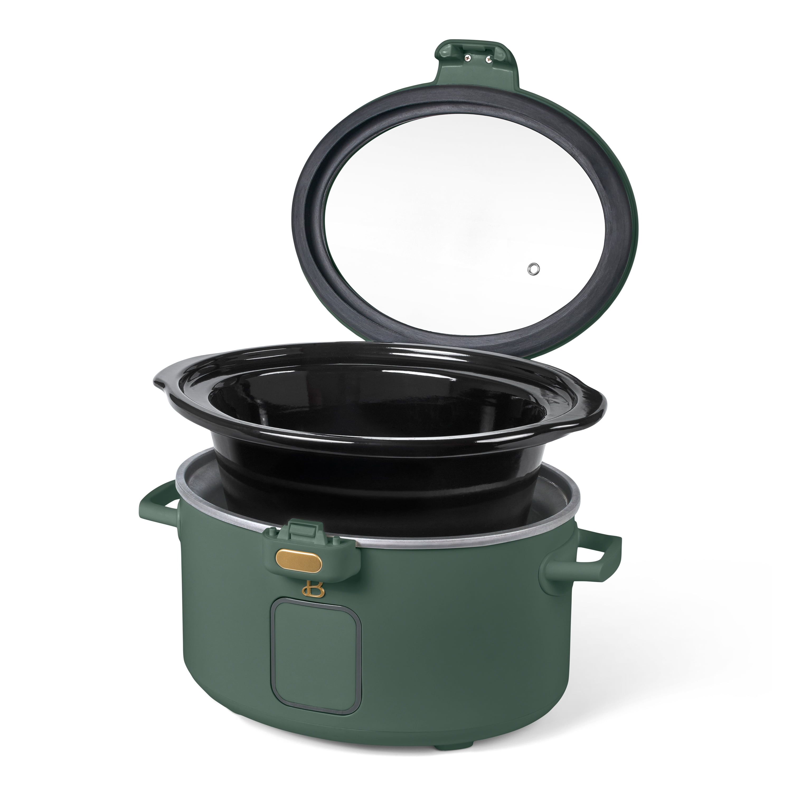 Beautiful 4 Qt Digital Slow Cooker with Hinged Locking Lid, Thyme Green by Drew Barrymore