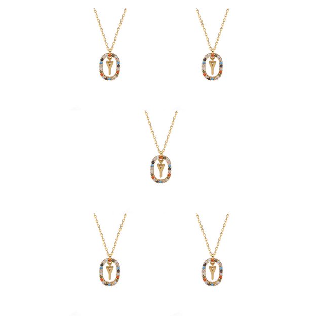 Sonducket Collar Carta de cristal Gargantilla Cadena ajustable Colgante unisex Joyería del alfabeto Amistad Novia Y Letra Y letra 5piezas Sonducket CBP224835