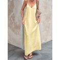 thumbnail image 5 of Women's Sleeveless Pockets Maxi Strappy Neck Flowy Loose Long Sundress Dress for Casual Beach Yellow XXL, 5 of 7