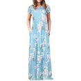 thumbnail image 1 of Robe Longue Maxi Décontractée à Fleurs pour Femmes, Manches Courtes, Coupe Ample, Unie, avec Poches, 1 of 2